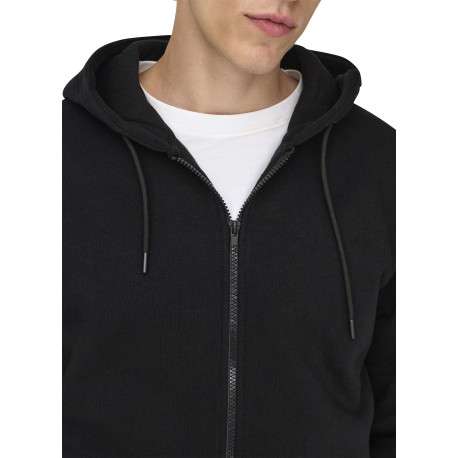 Sweat noir uni en coton mélangé avec une coupe droite et un col à capuche - Image 7