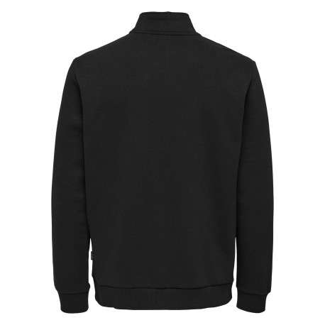 Sweat noir uni en coton mélangé avec une coupe droite et un col camionneur - Image 2