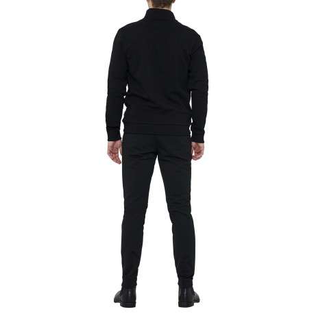 Sweat noir uni en coton mélangé avec une coupe droite et un col camionneur - Image 4