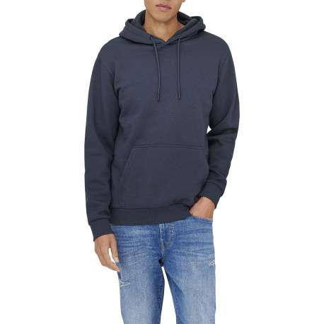 Sweat marine uni avec une coupe droite et un col à capuche - Image 2