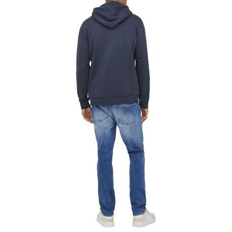 Sweat marine uni avec une coupe droite et un col à capuche - Image 3