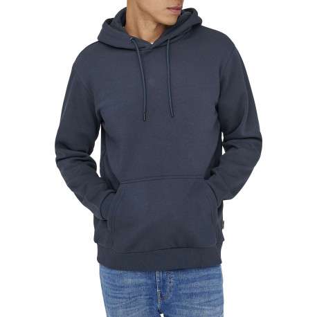 Sweat marine uni avec une coupe droite et un col à capuche - Image 4