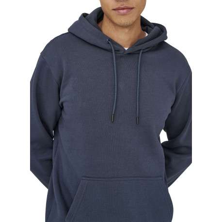 Sweat marine uni avec une coupe droite et un col à capuche - Image 6