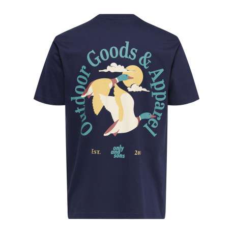 T-shirt en coton biologique marine à imprimé avec une coupe droite - Image 2
