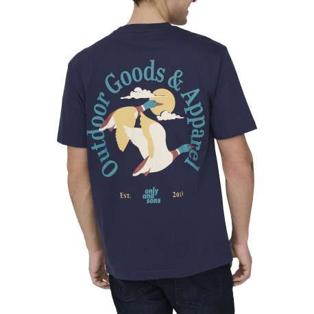 T-shirt en coton biologique marine à imprimé avec une coupe droite - Image 5