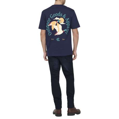 T-shirt en coton biologique marine à imprimé avec une coupe droite - Image 7