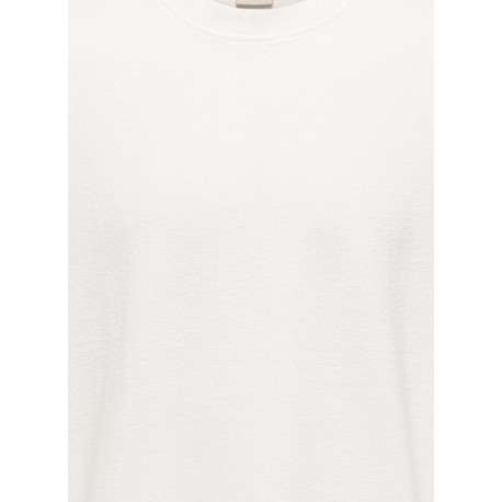 T-shirt en coton écru uni avec une coupe oversize et un col rond - Image 3