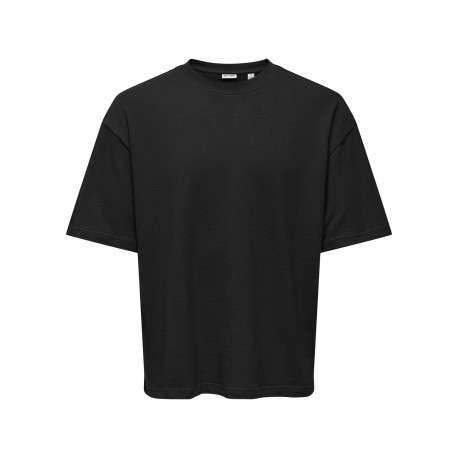 T-shirt en coton noir uni avec une coupe oversize et un col rond