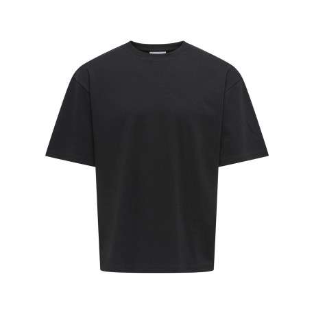 T-shirt noir uni avec une coupe droite et des manches courtes