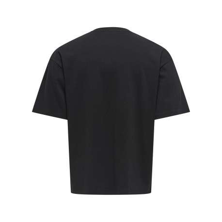 T-shirt noir uni avec une coupe droite et des manches courtes - Image 2