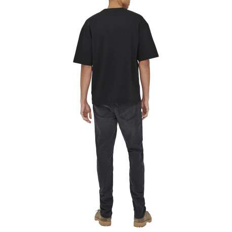 T-shirt noir uni avec une coupe droite et des manches courtes - Image 4