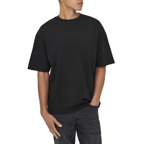 T-shirt noir uni avec une coupe droite et des manches courtes - Image 6