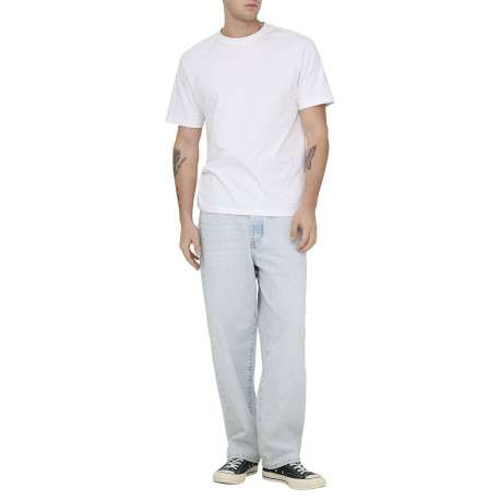 Jean Baggy en coton beige uni avec une coupe droite à zip et à bouton - Image 5