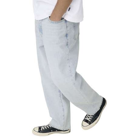 Jean Baggy en coton beige uni avec une coupe droite à zip et à bouton - Image 6