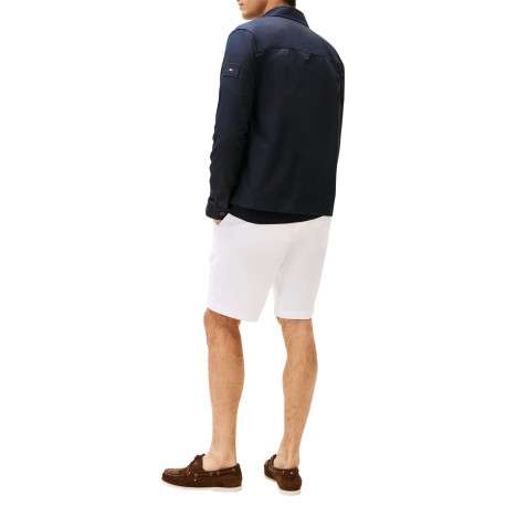 Surchemise en coton mélangé marine pourvue d'une fermeture boutonnée - Image 4