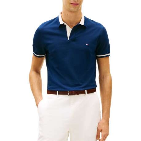 Polo en coton biologique marine à coupe droite pourvu d'un col à revers - Image 2