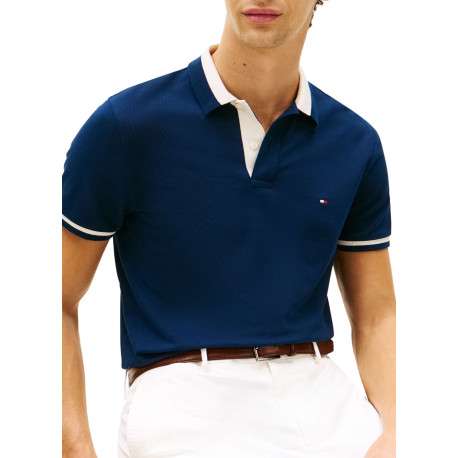 Polo en coton biologique marine à coupe droite pourvu d'un col à revers - Image 4