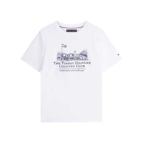 T-shirt en coton blanc à coupe droite pourvu de manches courtes