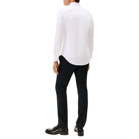 Chemise en coton mélangé blanche à coupe slim pourvue d'un col boutonné - Image 3