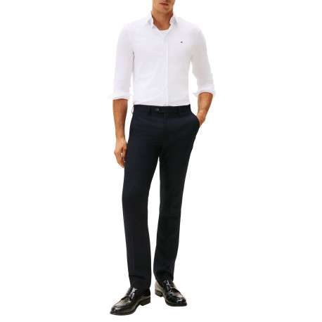 Chemise en coton mélangé blanche à coupe slim pourvue d'un col boutonné - Image 5