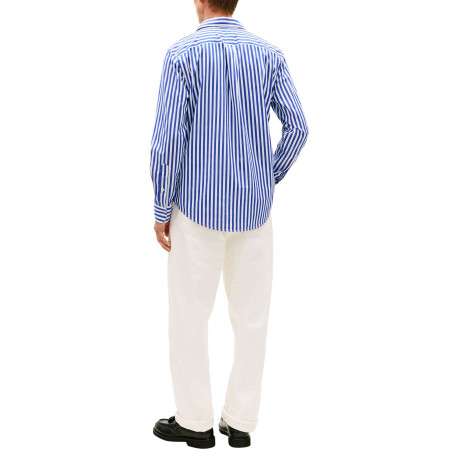 Chemise en coton marine à coupe droite ornée d'un motif à rayures - Image 3