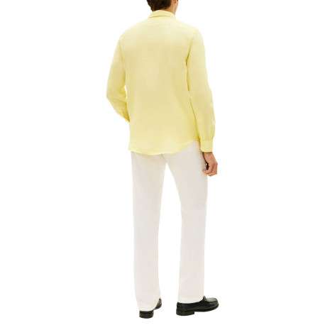 Chemise en lin jaune à coupe droite pourvue d'un col boutonné - Image 3