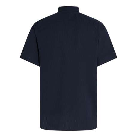 Chemise en coton marine en maille texturée pourvue d'un col à revers - Image 2