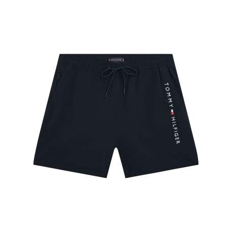 Short de bain marine à coupe ajustée pourvu du nom de la marque