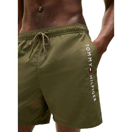 Short de bain kaki à coupe ajustée pourvu du nom de la marque - Image 4