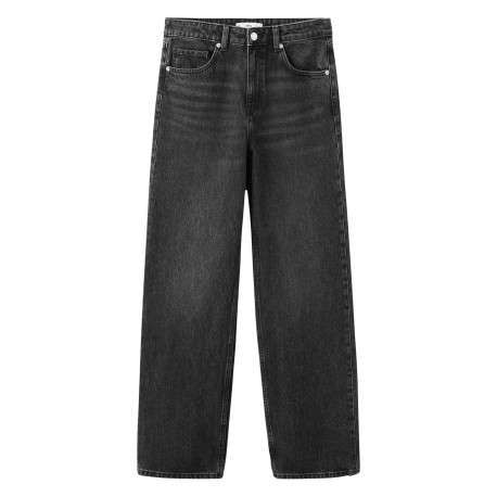 Jean en coton anthracite délavé avec une coupe bootcut et 5 poches