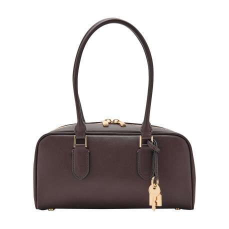 Sac bowling porté main chocolat uni avec 2 anses et une fermeture zippée