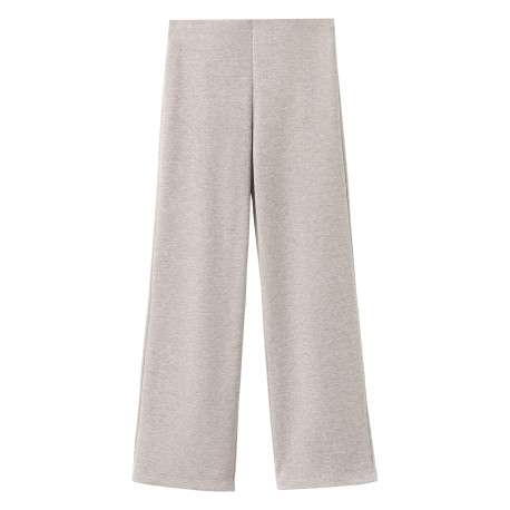 Pantalon jogging taupe uni avec une coupe droite et une taille élastiquée