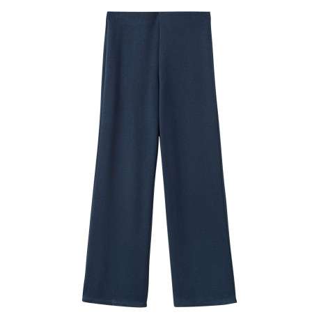 Pantalon jogging marine uni avec une coupe droite et une taille élastiquée