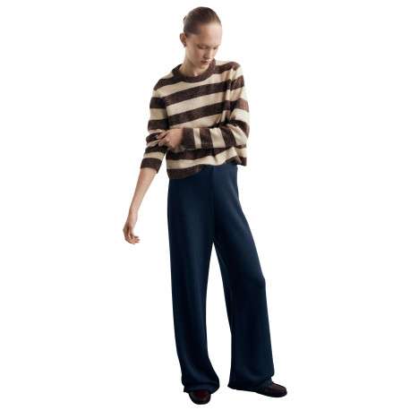 Pantalon jogging marine uni avec une coupe droite et une taille élastiquée - Image 2