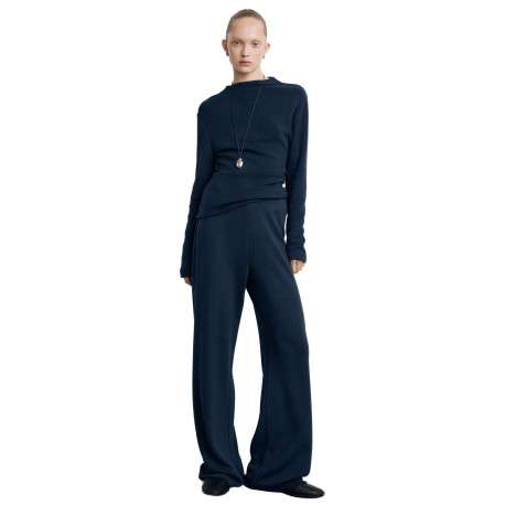 Pantalon jogging marine uni avec une coupe droite et une taille élastiquée - Image 4