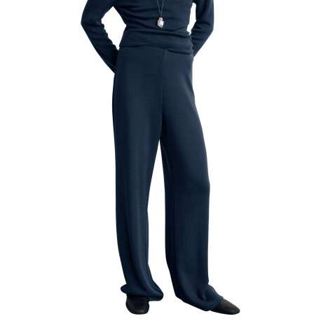Pantalon jogging marine uni avec une coupe droite et une taille élastiquée - Image 5