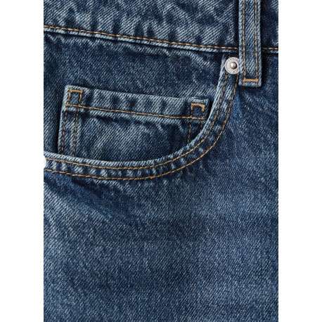 Jean en coton bleu indigo délavé avec une coupe bootcut et 5 poches - Image 6