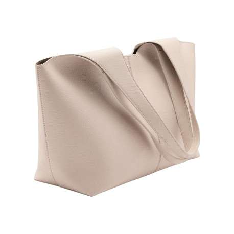 Sac cabas écru uni avec 2 bandoulières et une fermeture magnétique - Image 2
