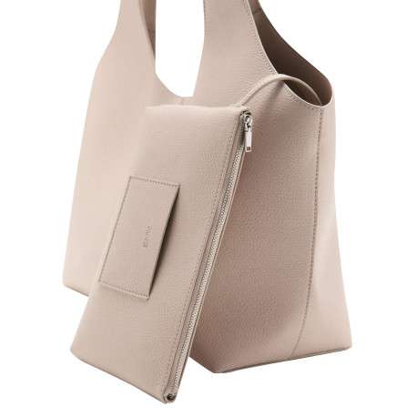 Sac cabas écru uni avec 2 bandoulières et une fermeture magnétique - Image 3