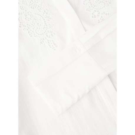 Chemisier blanc uni avec une coupe droite et un motif floral ajouré - Image 5
