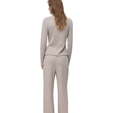 Sweat taupe uni en maille fine avec une coupe ajustée et un col montant - Image 3