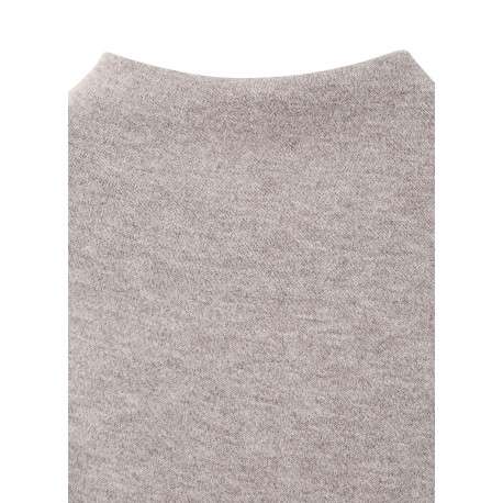 Sweat taupe uni en maille fine avec une coupe ajustée et un col montant - Image 5