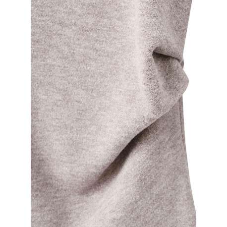 Sweat taupe uni en maille fine avec une coupe ajustée et un col montant - Image 6