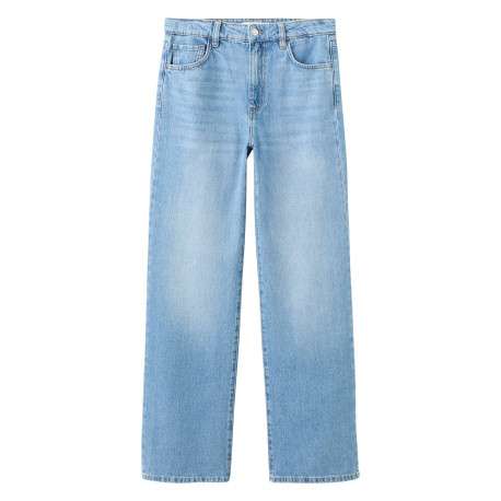 Jean en coton bleu stone délavé avec une coupe bootcut et 5 poches