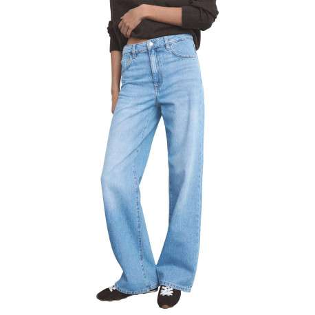 Jean en coton bleu stone délavé avec une coupe bootcut et 5 poches - Image 4