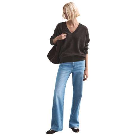 Jean en coton bleu stone délavé avec une coupe bootcut et 5 poches - Image 5