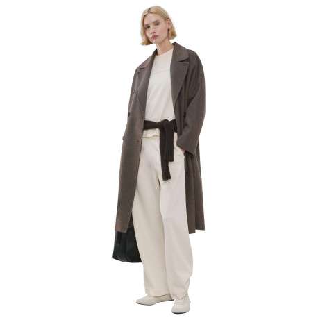 Pantalon chino beige uni avec une coupe droite et une taille élastiquée - Image 5