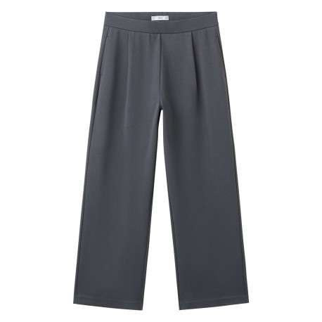 Pantalon chino bleu gris uni avec une coupe droite et une taille élastiquée