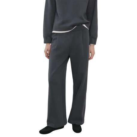 Pantalon chino bleu gris uni avec une coupe droite et une taille élastiquée - Image 2