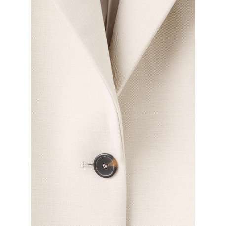 Blazer écru uni avec une coupe droite et un un col cranté à revers - Image 4